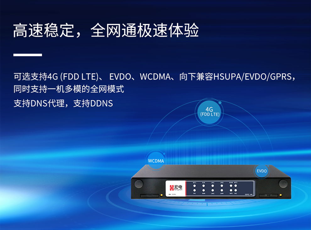 支持4G (FDDLTE)、 EVDO、WCDMA、向下兼容HSUPA/EVDO/GPRS